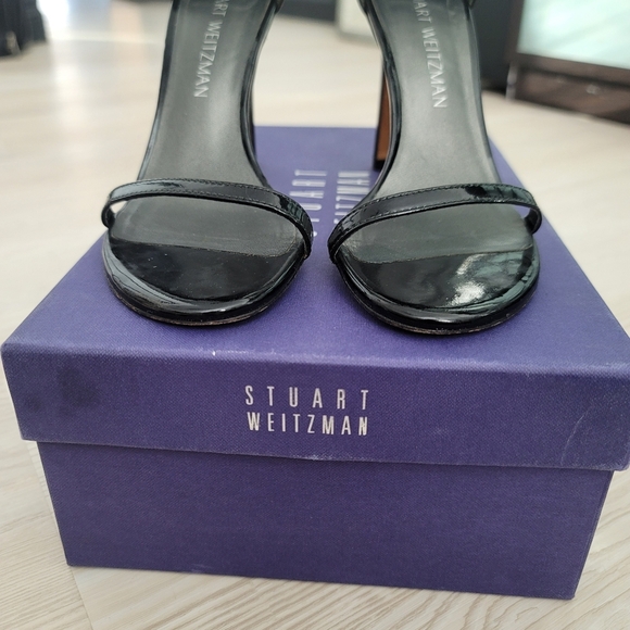 STUART WEITZMAN Nudist Song Black Patent Leather Heels 5.5 - Picture 8 of 17